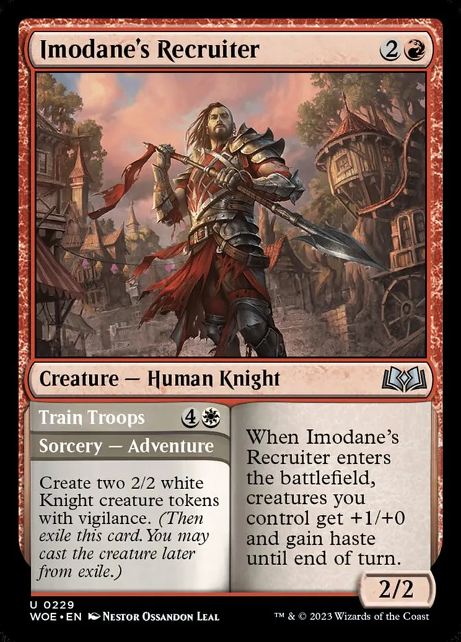 2023 Wilds of Eldraine Imodane's Recruiter // Train Troops #229 uncommon card image