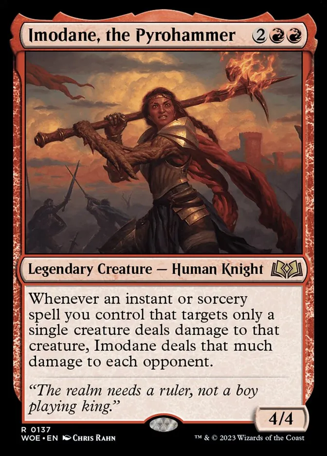 2023 Wilds of Eldraine Imodane, the Pyrohammer #137 rare card image