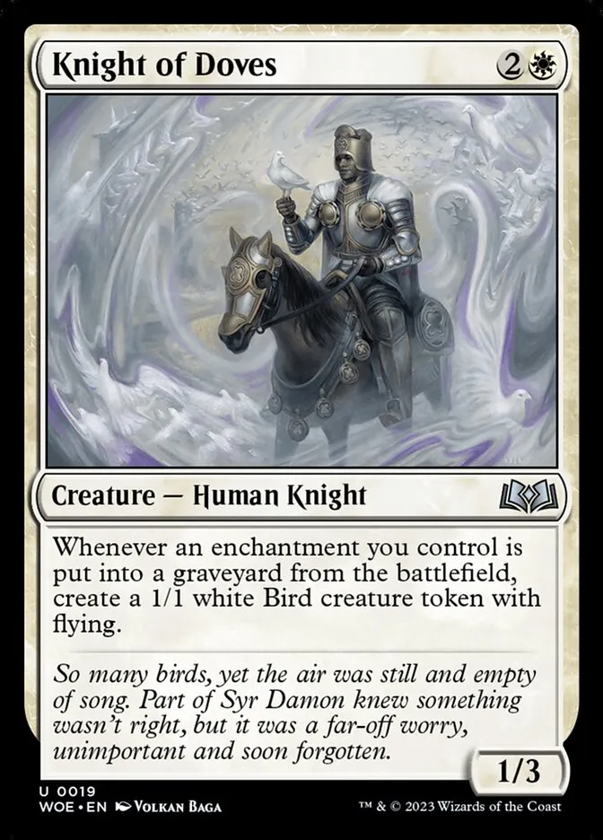 2023 Wilds of Eldraine Knight of Doves #19 uncommon card image