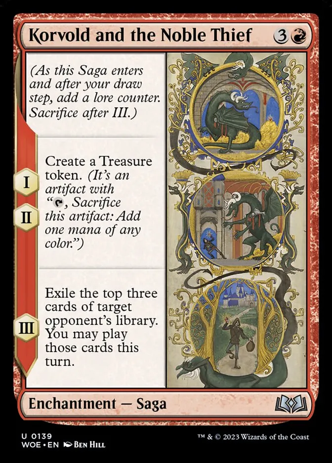 2023 Wilds of Eldraine Korvold and the Noble Thief #139 uncommon card image