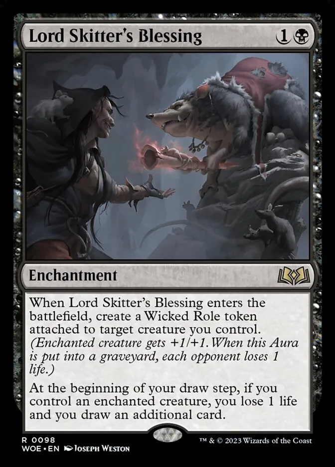 2023 Wilds of Eldraine Lord Skitter's Blessing #98 rare card image