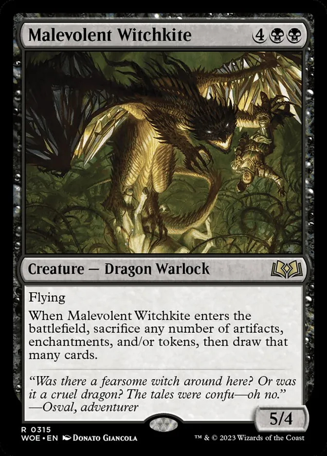 2023 Wilds of Eldraine Malevolent Witchkite #315 rare card image