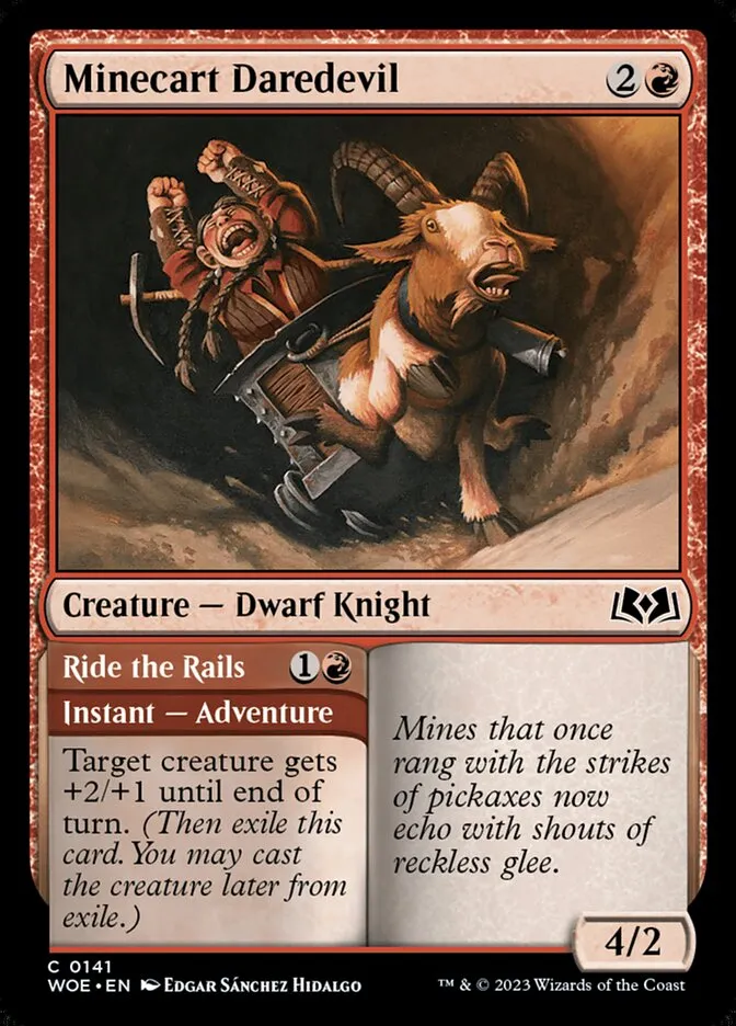 2023 Wilds of Eldraine Minecart Daredevil // Ride the Rails #141 common card image