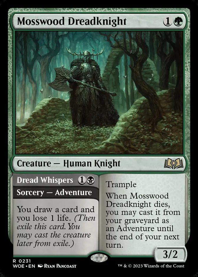 2023 Wilds of Eldraine Mosswood Dreadknight // Dread Whispers #231 rare card image