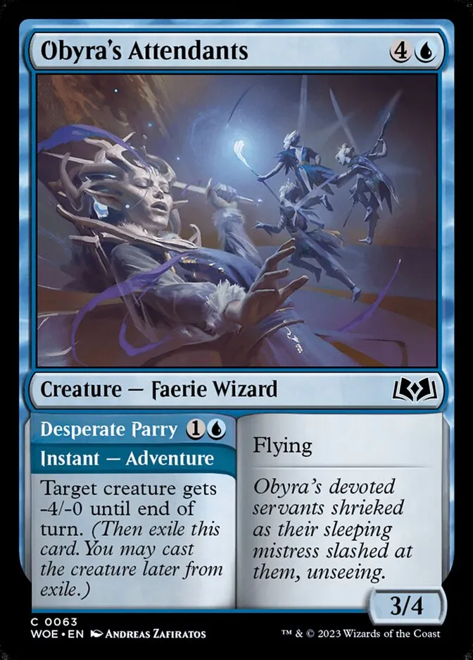 2023 Wilds of Eldraine Obyra's Attendants // Desperate Parry #63 common card image