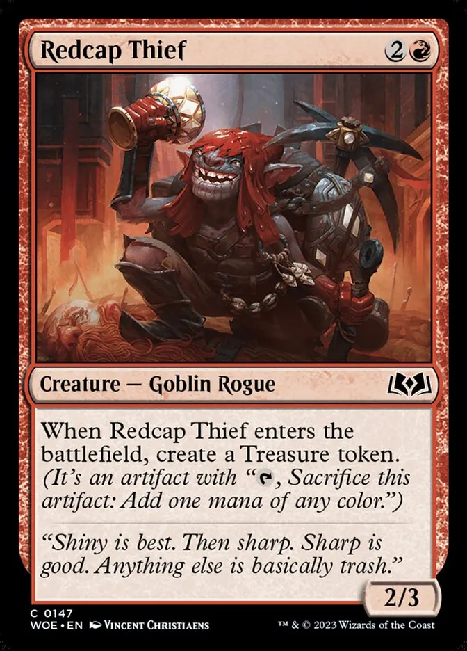 2023 Wilds of Eldraine Redcap Thief #147 common card image