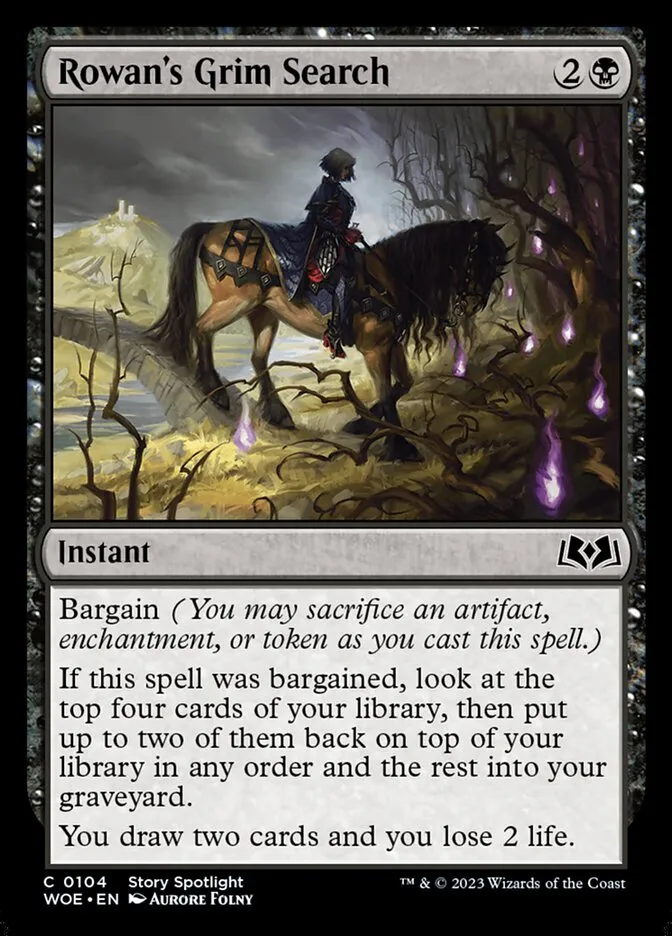 2023 Wilds of Eldraine Rowan's Grim Search #104 common card image