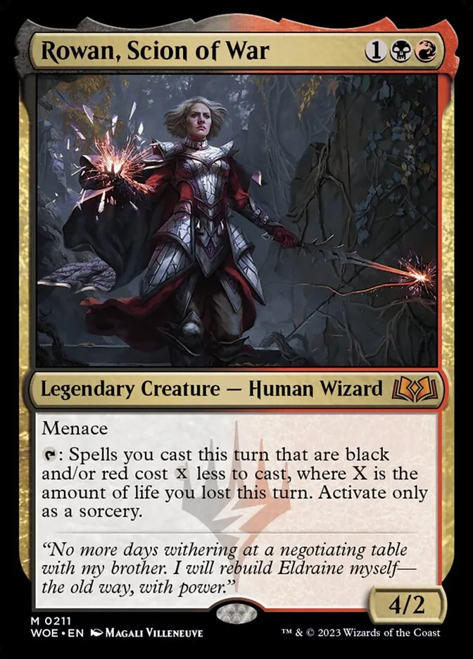 2023 Wilds of Eldraine Rowan, Scion of War mythic #211 mythic card image