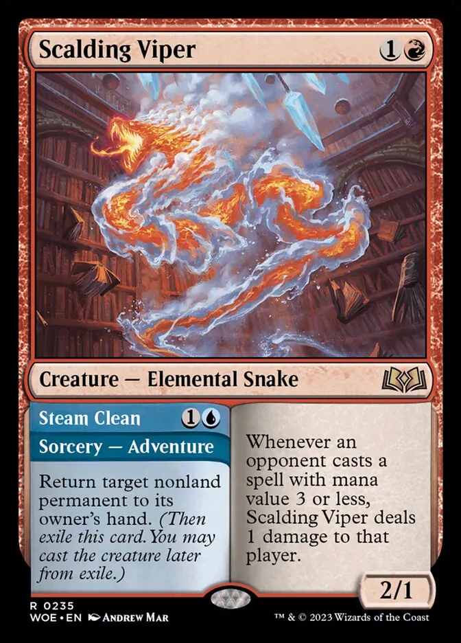 2023 Wilds of Eldraine Scalding Viper // Steam Clean #235 rare card image