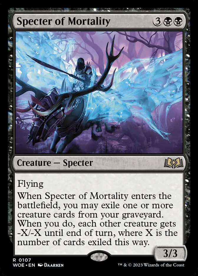 2023 Wilds of Eldraine Specter of Mortality #107 rare card image
