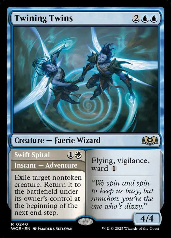 2023 Wilds of Eldraine Twining Twins // Swift Spiral #240 rare card image