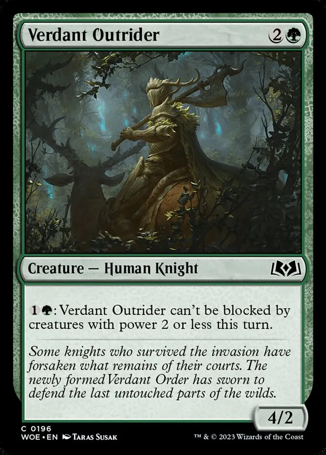 2023 Wilds of Eldraine Verdant Outrider #196 common card image