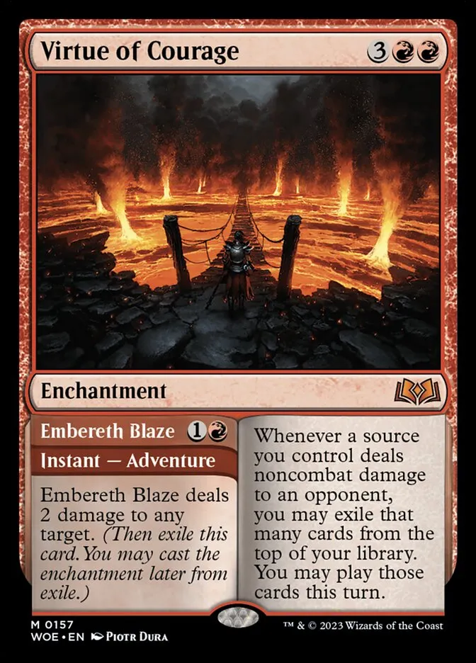 2023 Wilds of Eldraine Virtue of Courage // Embereth Blaze mythic #157 mythic card image