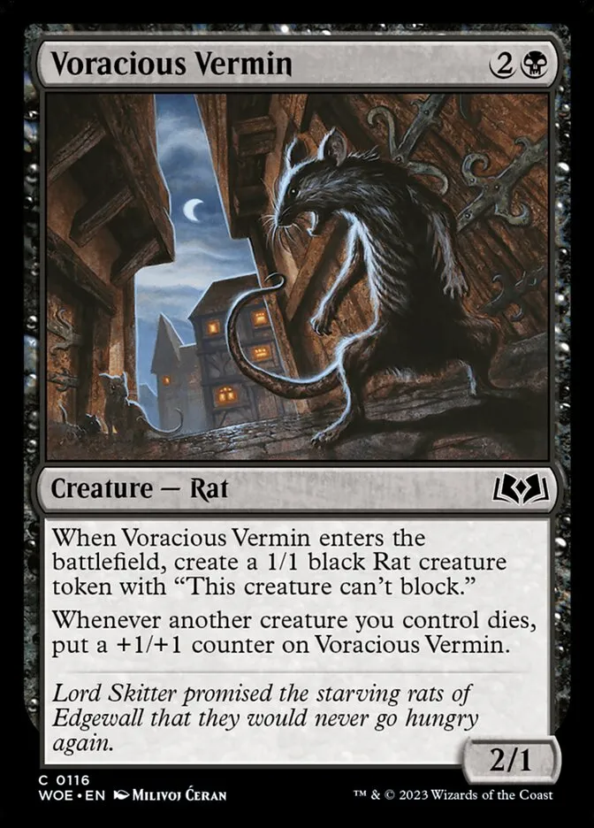 2023 Wilds of Eldraine Voracious Vermin #116 common card image
