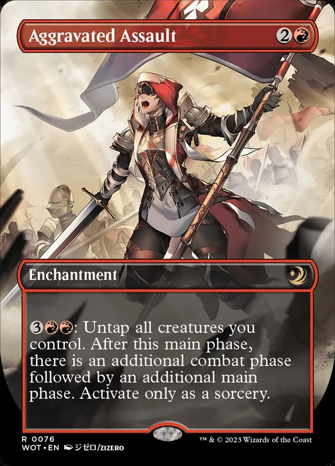 2023 Wilds of Eldraine: Enchanting Tales Aggravated Assault #76 rare card image