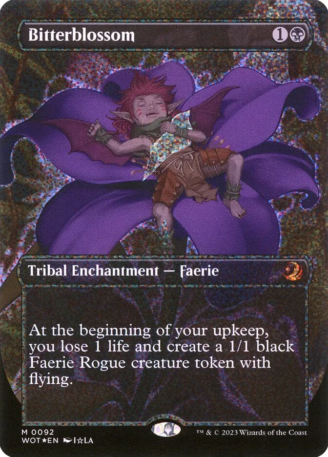 2023 Wilds of Eldraine: Enchanting Tales Bitterblossom #92 mythic card image