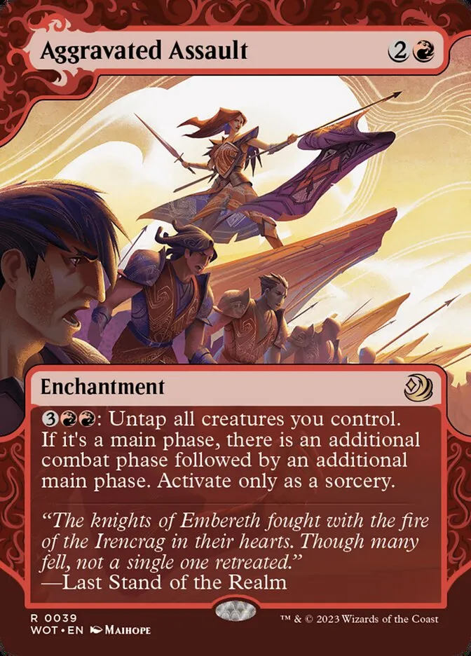 2023 Wilds of Eldraine: Enchanting Tales Aggravated Assault #39 rare card image