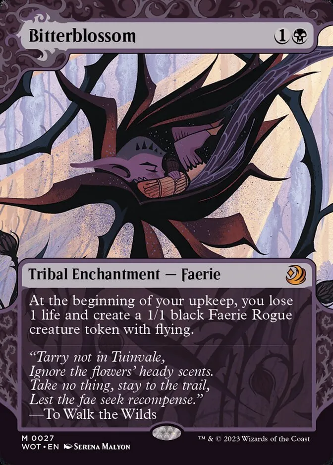 2023 Wilds of Eldraine: Enchanting Tales Bitterblossom #27 mythic card image