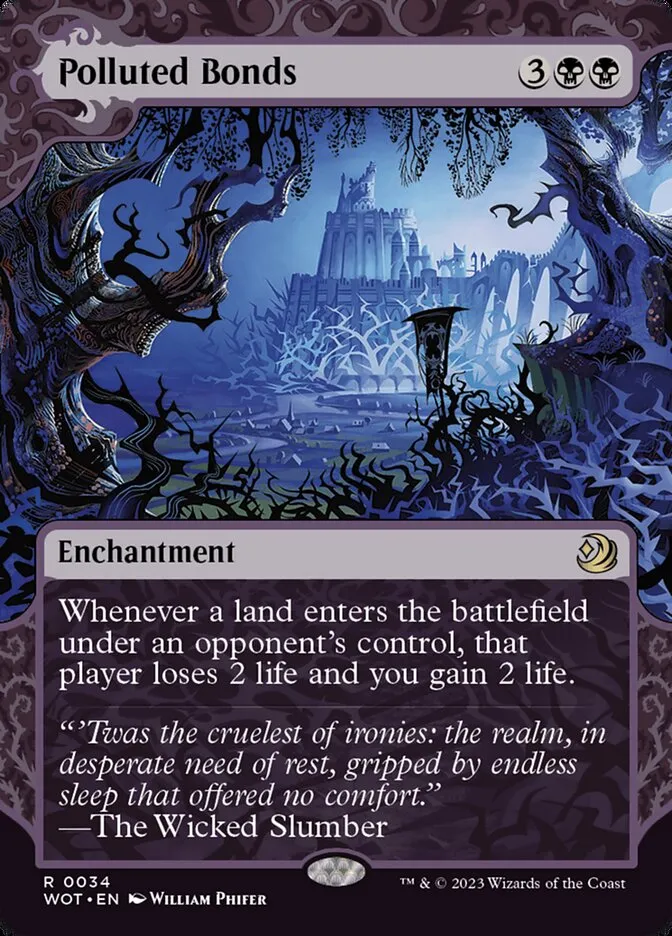 2023 Wilds of Eldraine: Enchanting Tales Polluted Bonds #34 rare card image