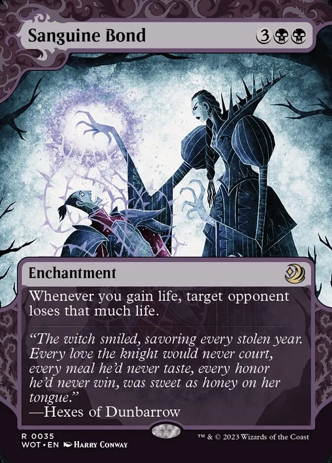 2023 Wilds of Eldraine: Enchanting Tales Sanguine Bond #35 rare card image