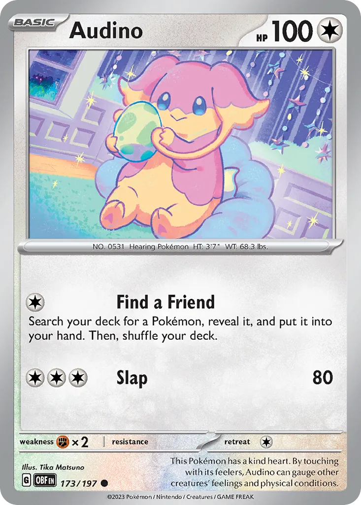 2023 Obsidian Flames Audino Common #173/197 Common card image