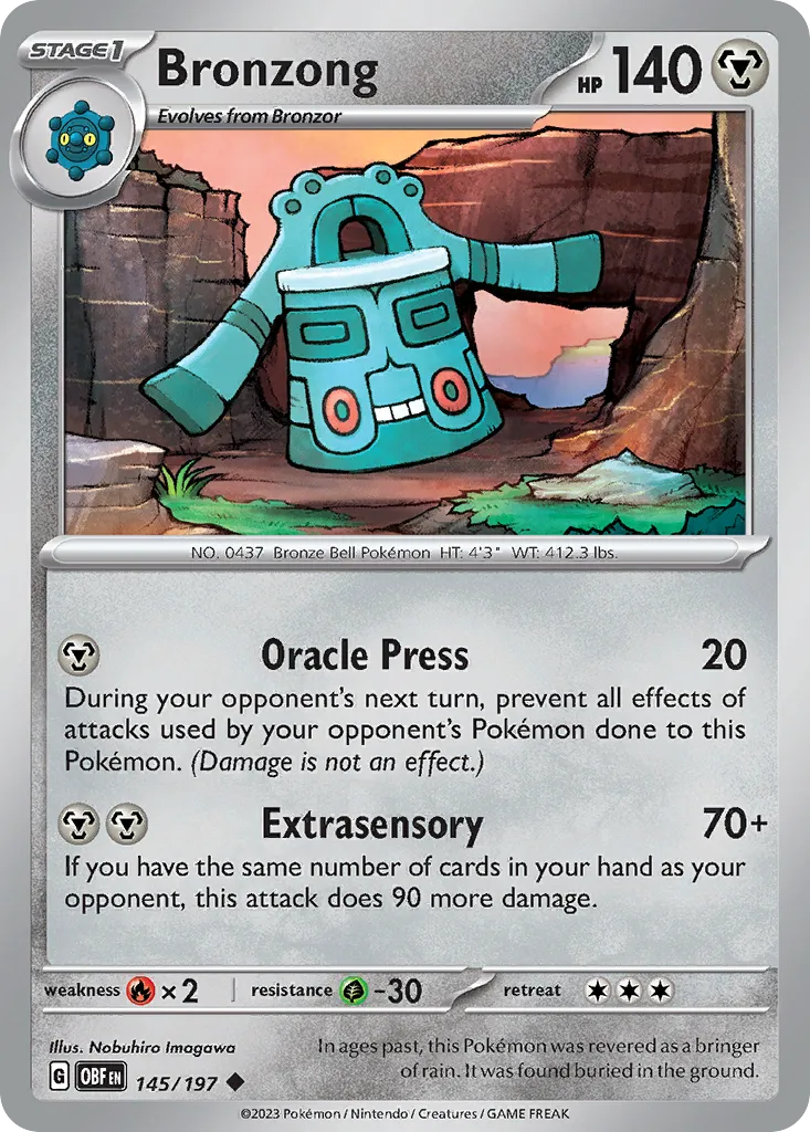 2023 Obsidian Flames Bronzong Uncommon #145/197 Uncommon card image