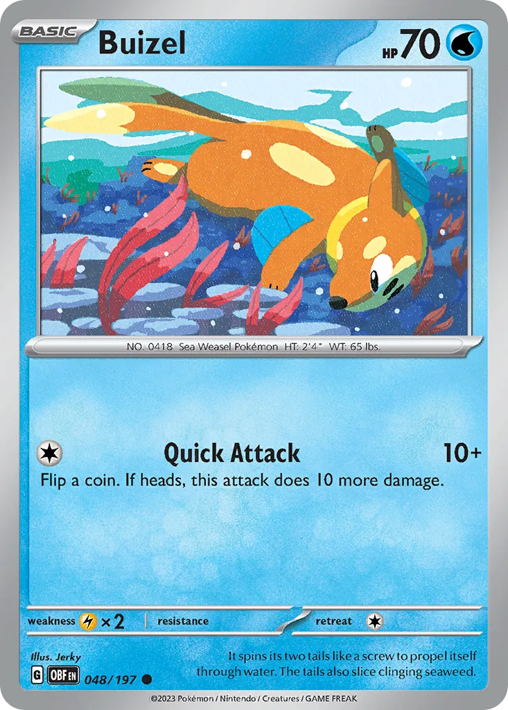 2023 Obsidian Flames Buizel Common #048/197 Common card image