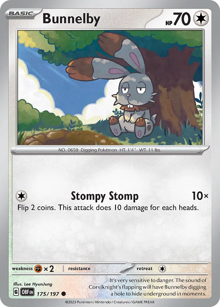 2023 Obsidian Flames Bunnelby #175/197 Common card image