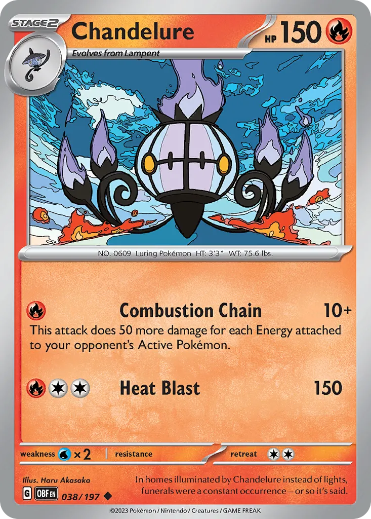 2023 Obsidian Flames Chandelure Uncommon #038/197 Uncommon card image