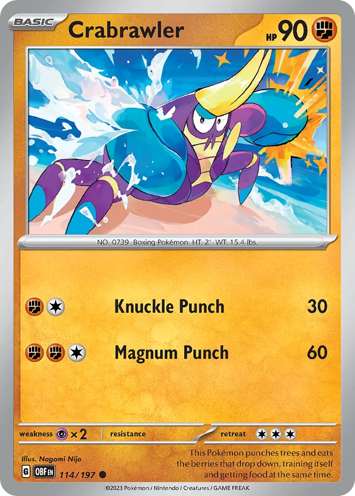 2023 Obsidian Flames Crabrawler Common #114/197 Common card image