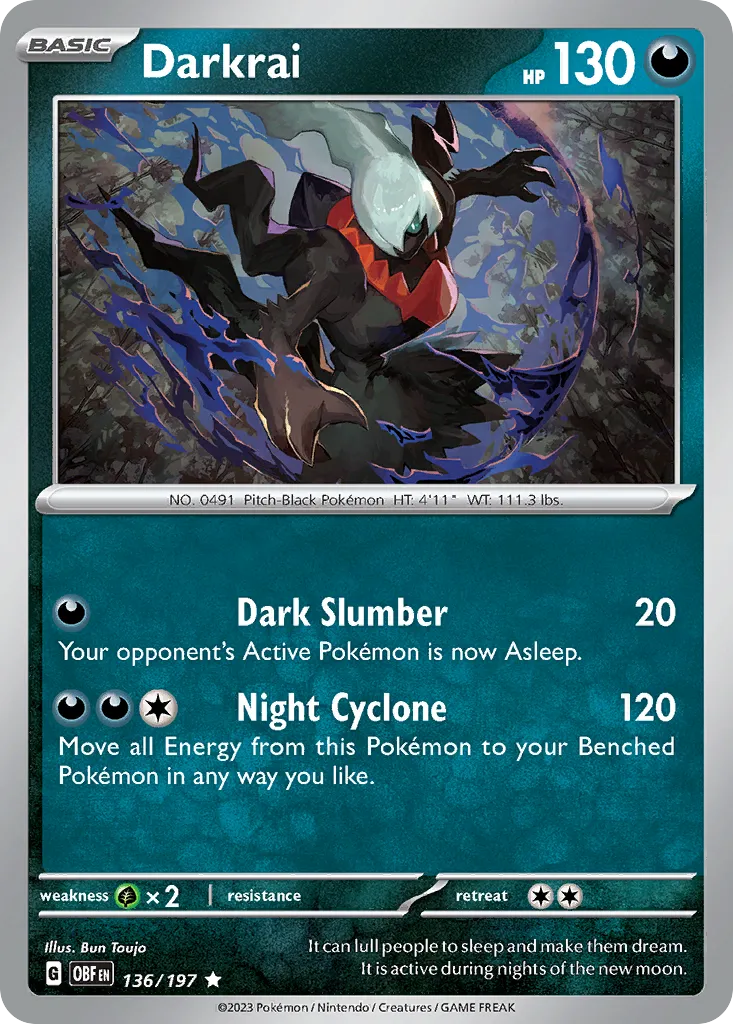 2023 Obsidian Flames Darkrai #136/197 Rare card image