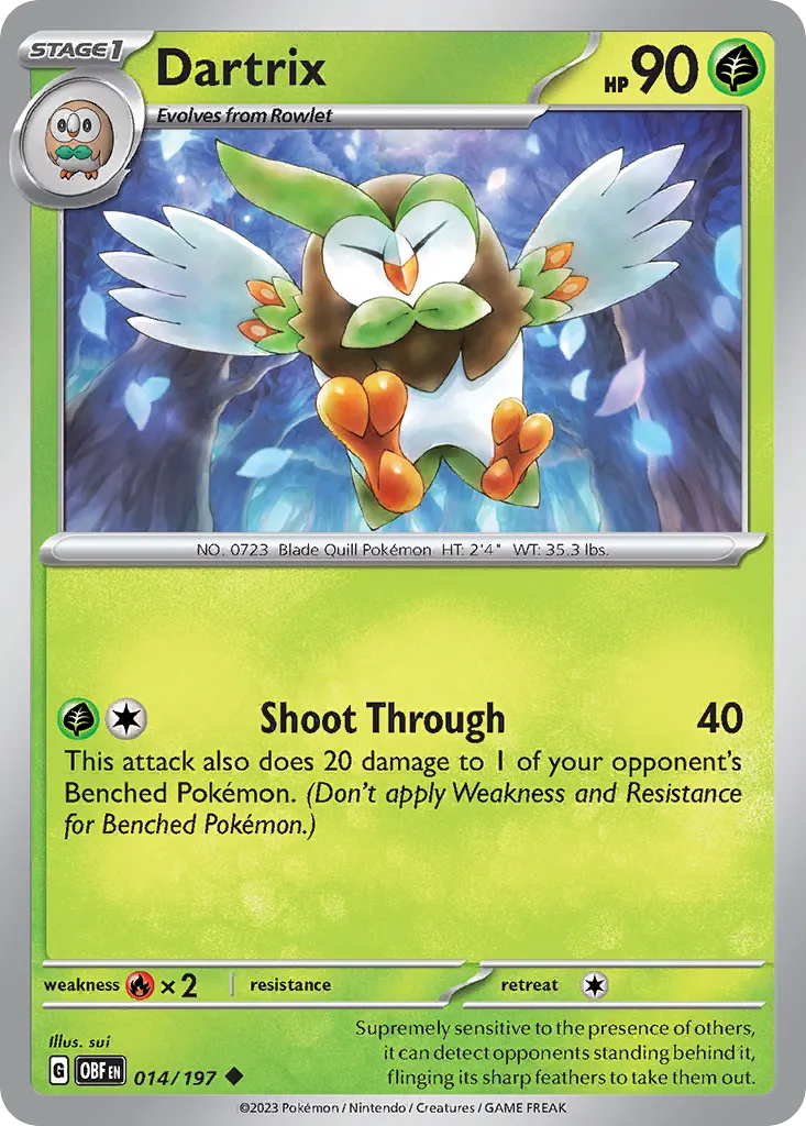 2023 Obsidian Flames Dartrix Uncommon #014/197 Uncommon card image