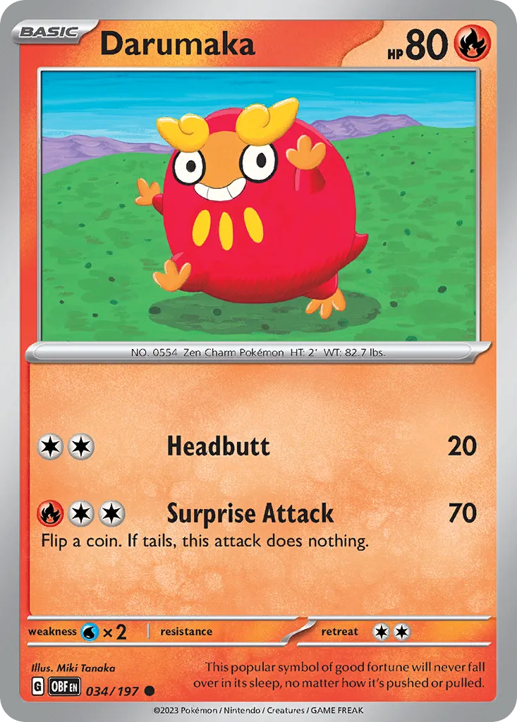2023 Obsidian Flames Darumaka Common #034/197 Common card image