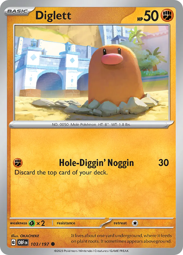 2023 Obsidian Flames Diglett Common #103/197 Common card image