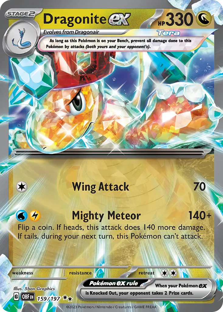 2023 Obsidian Flames Dragonite ex #159/197 Double Rare card image