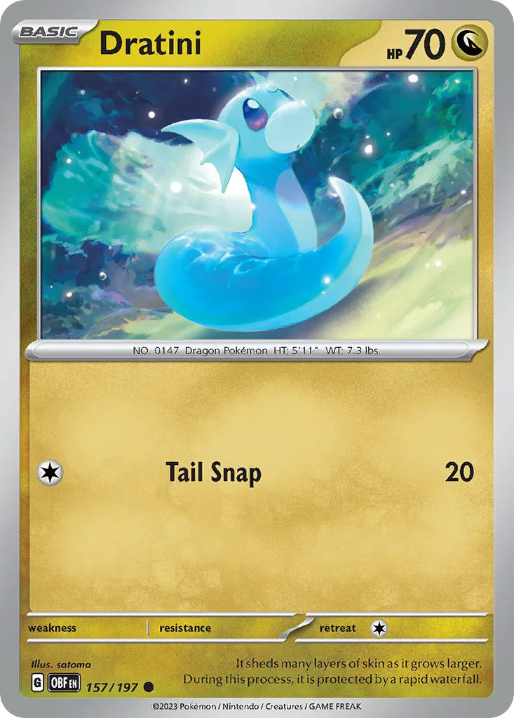 2023 Obsidian Flames Dratini Common #157/197 Common card image