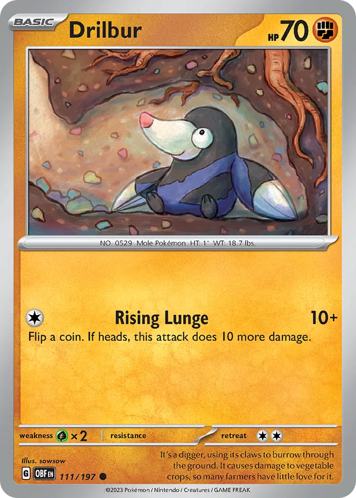 2023 Obsidian Flames Drilbur Common #111/197 Common card image
