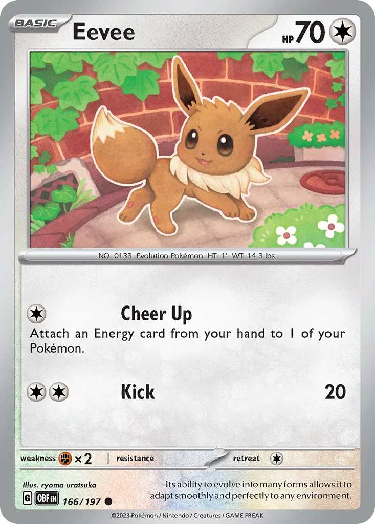 2023 Obsidian Flames Eevee Common #166/197 Common card image