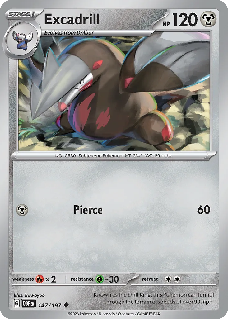 2023 Obsidian Flames Excadrill #147/197 Uncommon card image