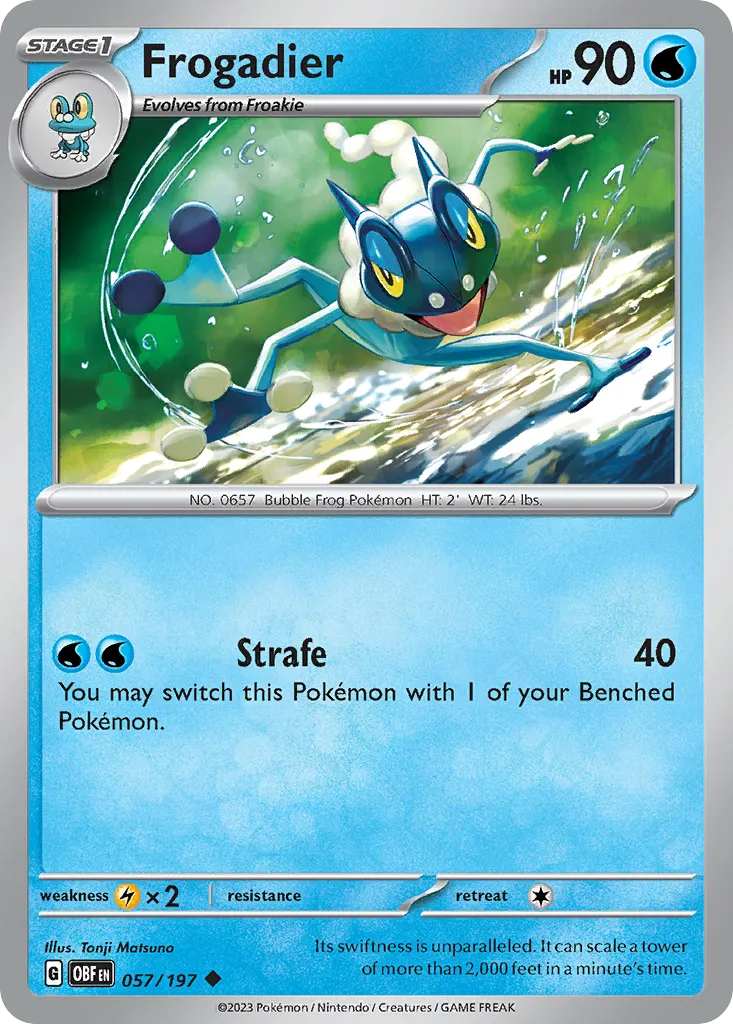 2023 Obsidian Flames Frogadier Uncommon #057/197 Uncommon card image