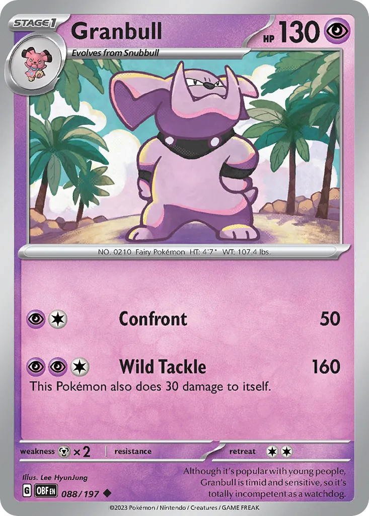 2023 Obsidian Flames Granbull Uncommon #088/197 Uncommon card image