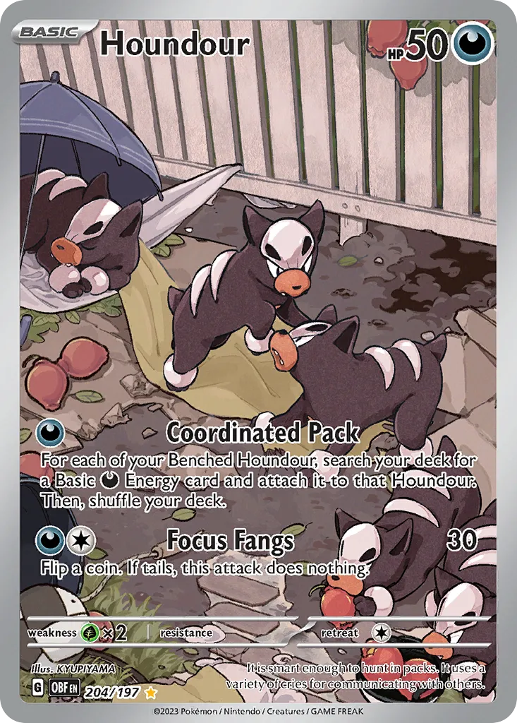 2023 Obsidian Flames Houndour #204/197 Illustration Rare card image