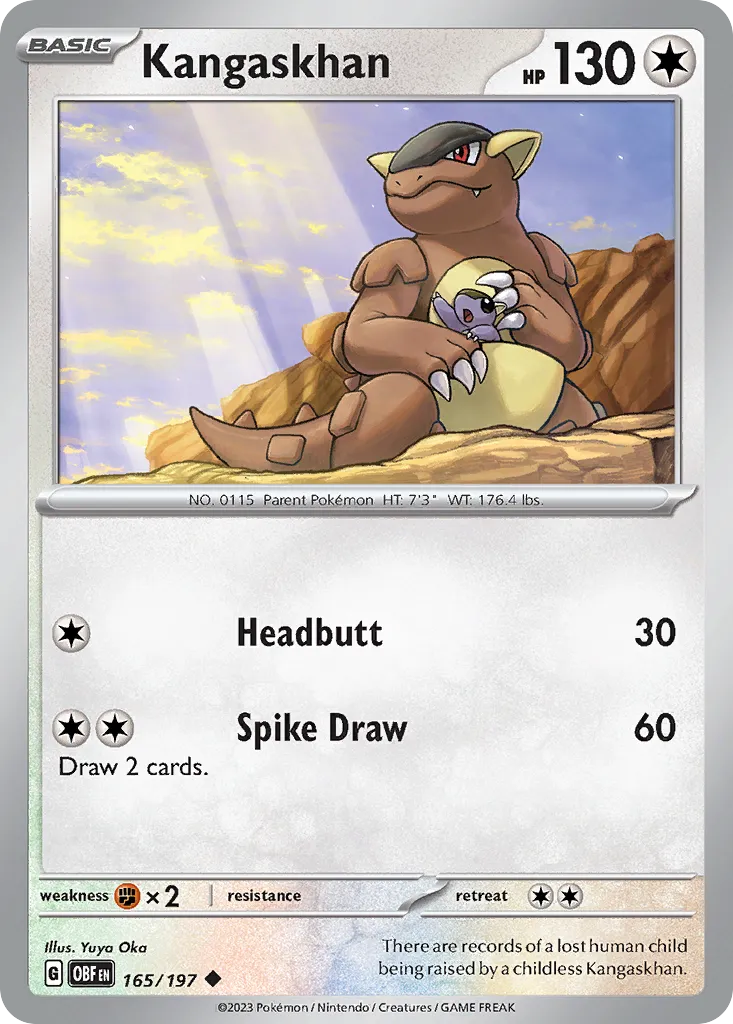 2023 Obsidian Flames Kangaskhan #165/197 Uncommon card image