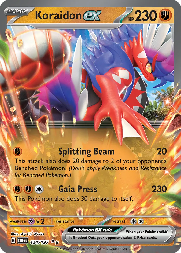 2023 Obsidian Flames Koraidon ex #124/197 Double Rare card image