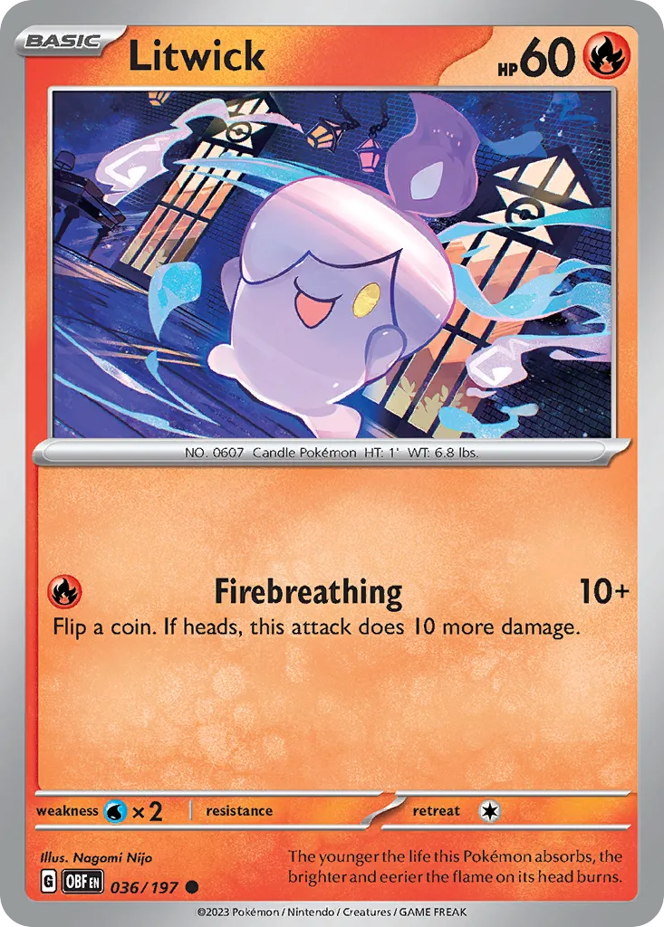 2023 Obsidian Flames Litwick Common #036/197 Common card image