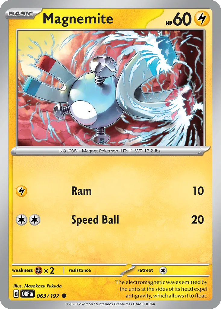 2023 Obsidian Flames Magnemite Common #063/197 Common card image