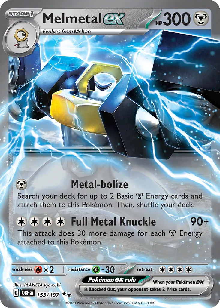 2023 Obsidian Flames Melmetal ex #153/197 Double Rare card image