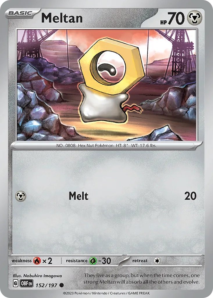 2023 Obsidian Flames Meltan Common #152/197 Common card image