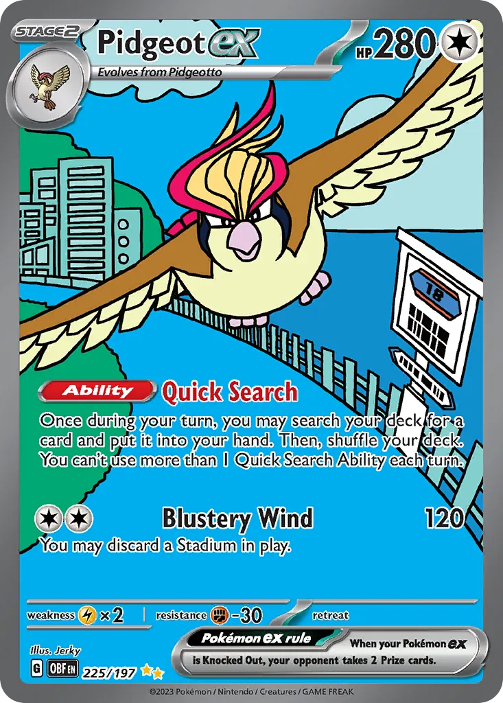 2023 Obsidian Flames Pidgeot ex #217/197 Ultra Rare card image