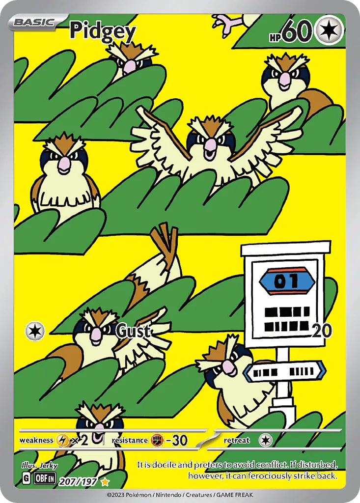 2023 Obsidian Flames Pidgey #207/197 Illustration Rare card image